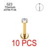 10 Stück Ohrstecker Gewindelose G23 Titan Nase PIERC Push Pin Labret Lippenringe Ohrringe Knorpel Helix Piercing Schmuck