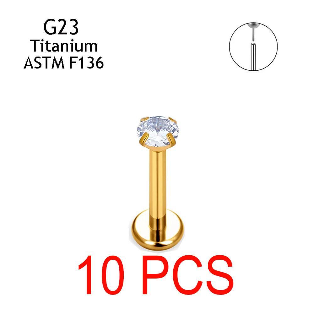 10 Stück Ohrstecker Gewindelose G23 Titan Nase PIERC Push Pin Labret Lippenringe Ohrringe Knorpel Helix Piercing Schmuck