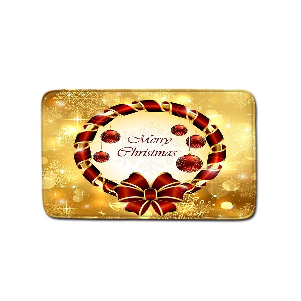 Christmas Shower Curtain Floor Mat Combination Four-Piece Set Bathroom Toilet Carpet Shower Room Mat Foot Mat