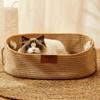 OUZEY Pet Cat Bed Hand Rattan Woven Cat Beds Comfortable Sleeping Wear-Resistant and Sratch-Resistant Cat Nesk Kitten Baskets