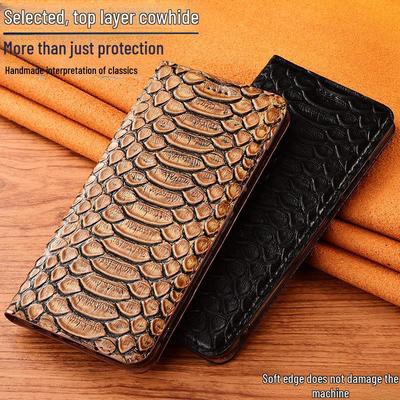 Genuine Leather Flip Cover for Huawei Mate 60 Pro/50, Anti-fall and Protective Design for Mate 30/20X/10.