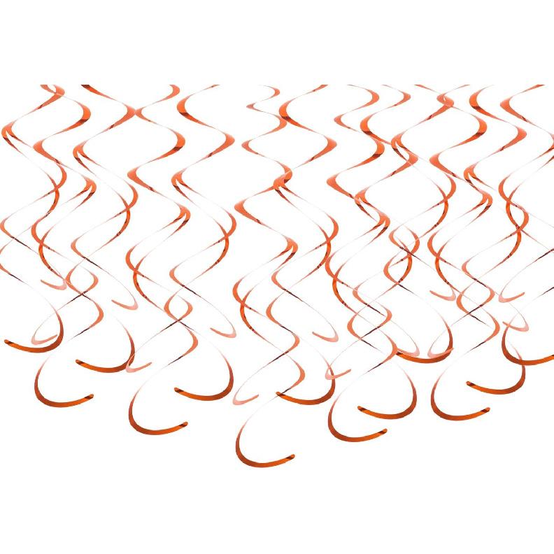 Gold Hanging Swirl Decorations Plastic Streamers Foil Swirls Ceiling Decorations Wedding Baby Shower Birthday Party Decorations, Pack of 30