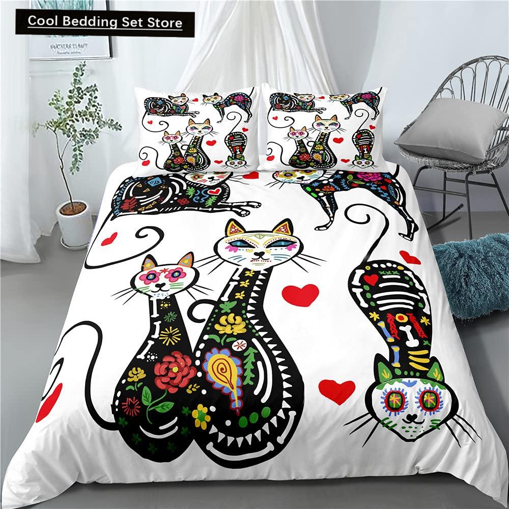 Sphynx Cat King Queen Duvet Cover Lovely Pet Kitty Bedding Set for Kids Teens Adults Animal Grey 2/3pcs Polyester Quilt Cover