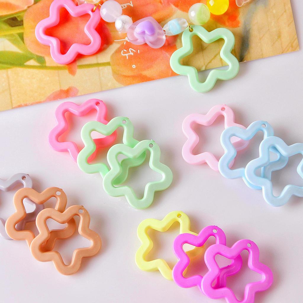 5pcs Acrylic Hollow Flower Charm Star Pendant Spacer Bead for DIY Earring Necklaces Bracelets Jewelry Making Findings