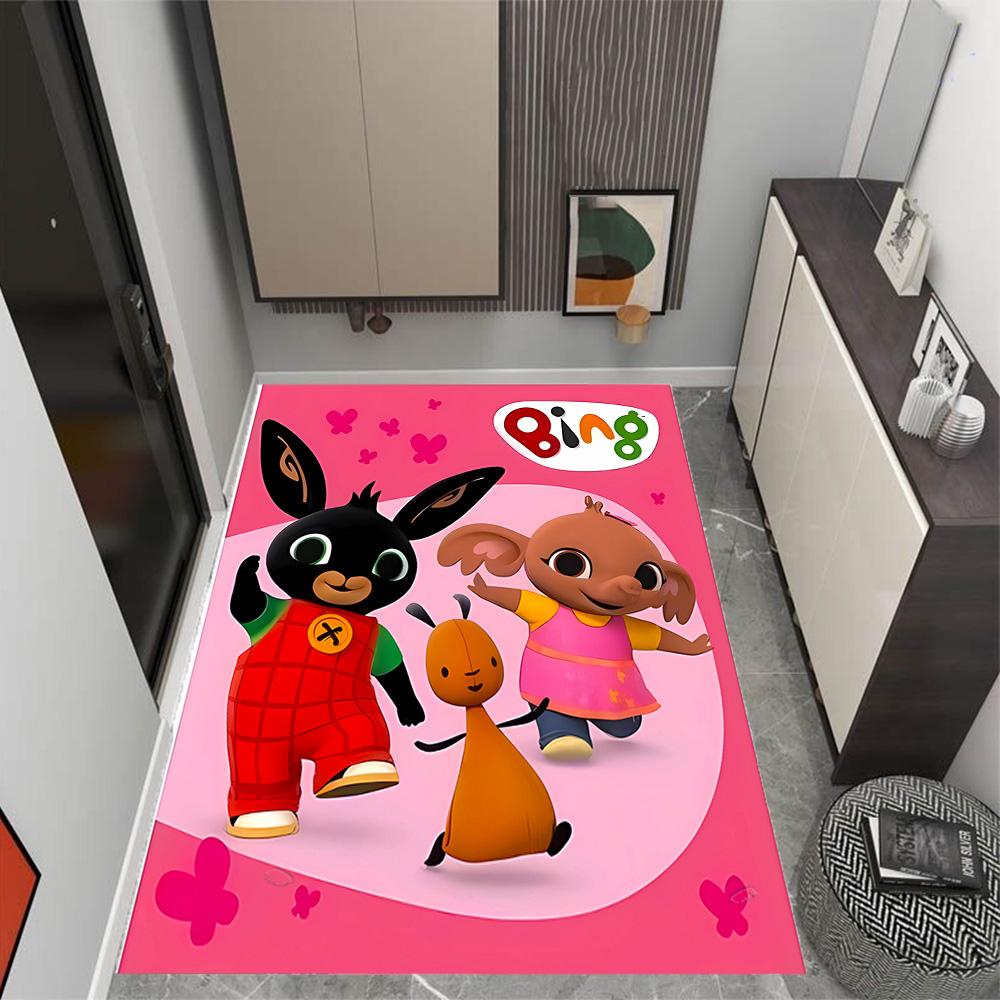 Bing Bunny Colorful Adventure Themed Anti-Slip Rugs - Polyester Home Decor, Suitable for Bedrooms, Living Rooms, Doorways, Studios, and Decorations