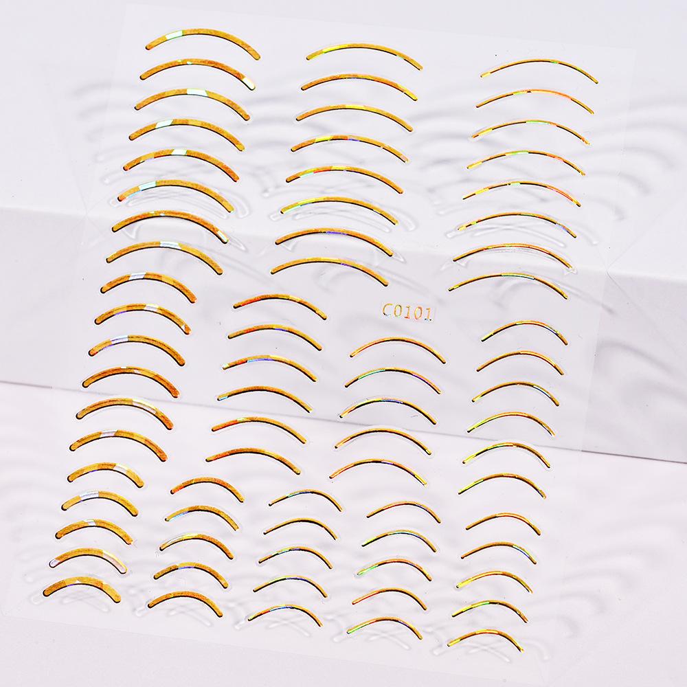 Xiaohongshu French Simple Line Manicure Sticker Imitation Metal Accessories Gold And Silver Adhesive Self-Adhesive Nail Sticker