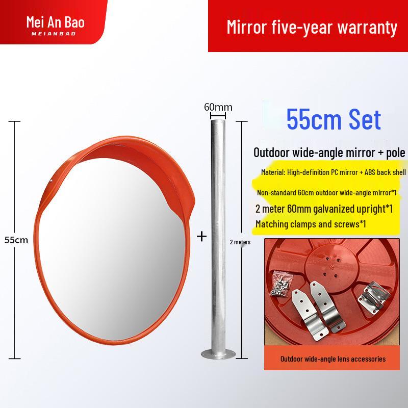 Wide-Angle Convex Traffic Mirror for Outdoor & Indoor Use, Anti-Theft, Garage & Road Safety