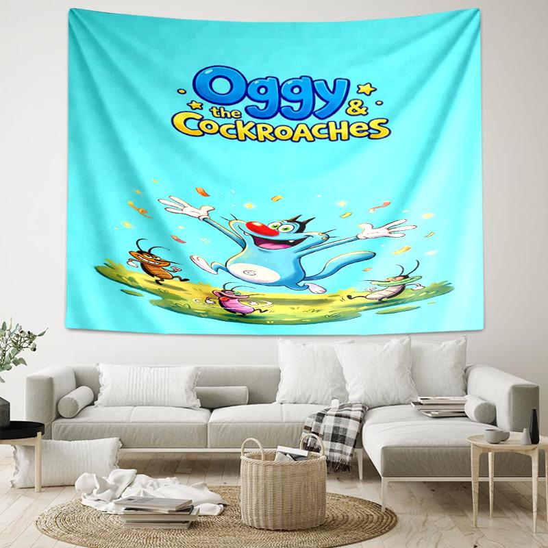 1pc Oggy and the Cockroaches Tapestry, Living Room, Bedroom, Office, Party Decor, Ideal Festive Gift