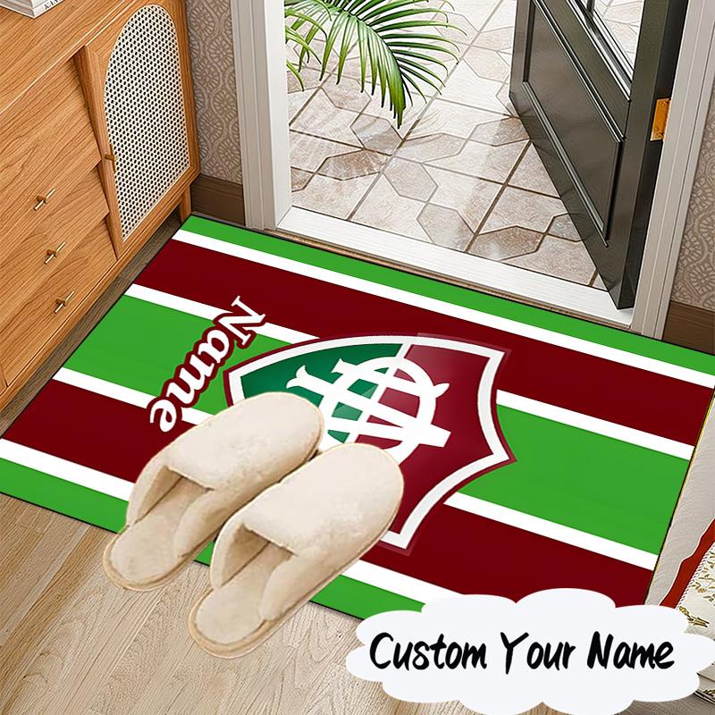 Custom Name Green Shield America Design Rug for Living Room, Game Rooms, Office, Bedroom, Floor Mat Playful Design, fan gifts Christmas decor