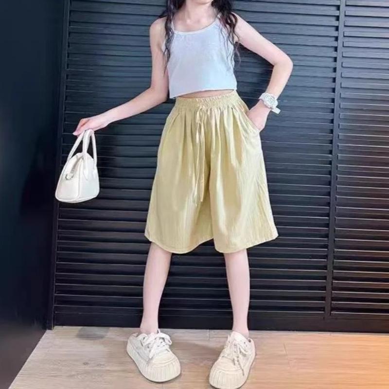 JZX Zomer Shorts voor Kinderen Meisjes voor Buitenkleding Kinderen Meisjes Middellange Broeken voor Kinderen 3-14 Jaar Meisjes Broeken voor Grotere Kinderen 120 kaki