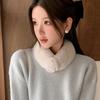 Winter Real Rex Rabbit Fur Scarf Fashion Magnetic Buckle Fur Neck Warmer Thickened Natural Fur Scarf Luxury Camellia Fur Scarf