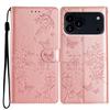 For iPhone 17 Pro Max Wallet Phone Case Butterfly Floral Imprint Leather Flip Cover with Strap