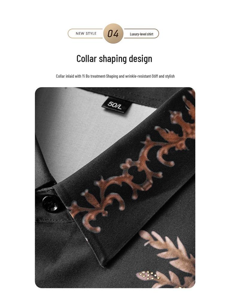 2025 European Style Men's Long Sleeve Spring Shirt - Seamless, Iron-Free
