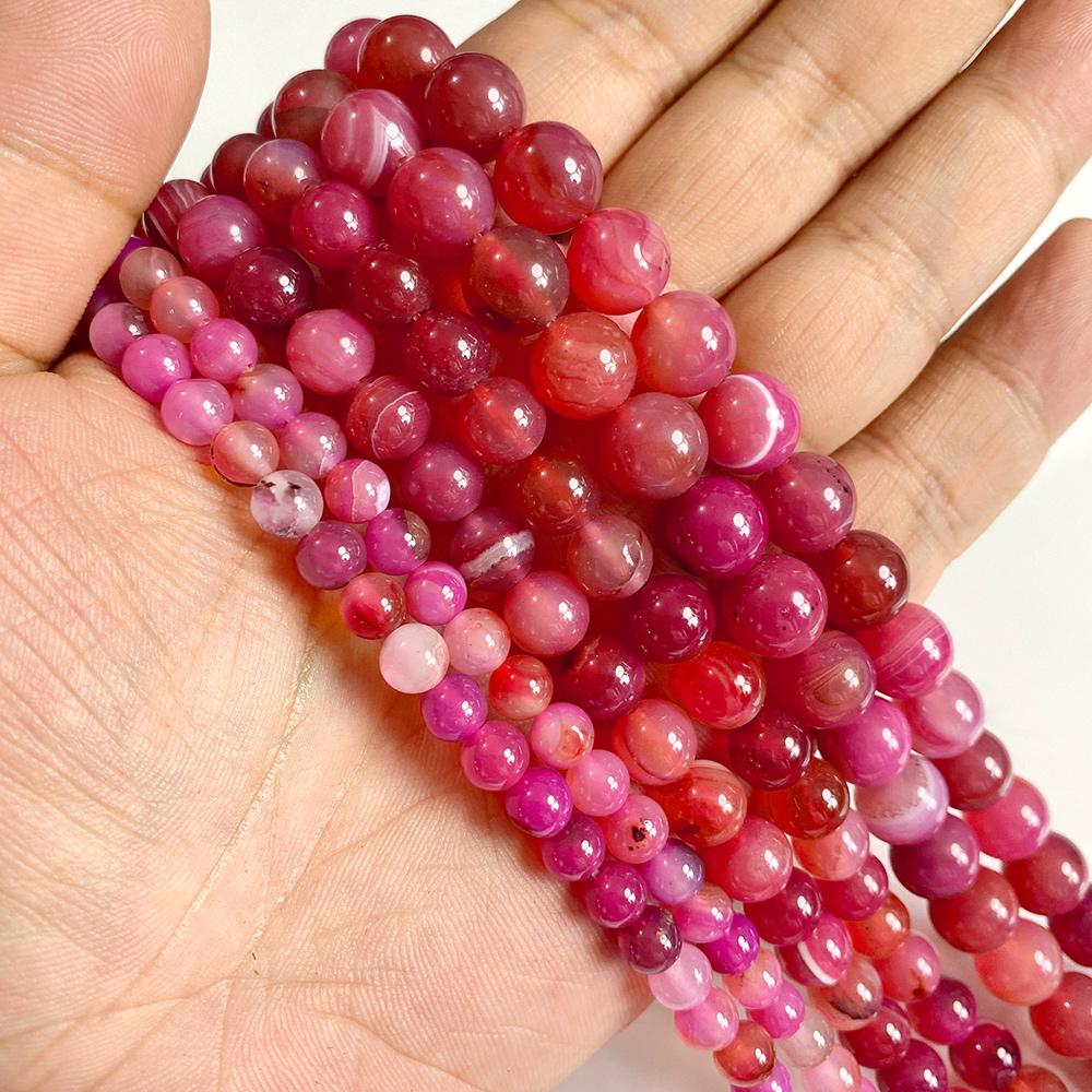 6 8 10 MM  Matte Natural Stone Beads Polished Blue Stripes Agates Stone Beads Diy Spacer Loose Beads for Jewelry Making Bracelet