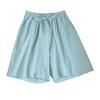 Women Summer Casual Shorts Elastic Waist Drawstring Pockets Shorts Solid Color Wide Leg Loose Short Pants St… More