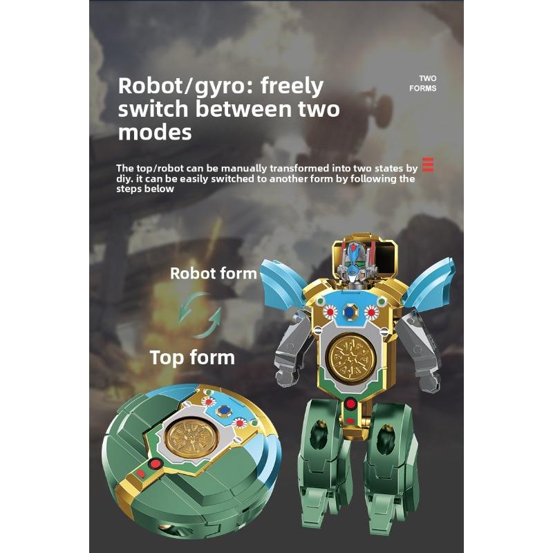 Finger-tip Gyrotron Transformed Into A New Model of King Kong Dinosaur-shaped Children s Transforming Mecha Tank Robot Stress-relieving Toy зелёный