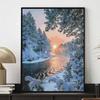 Winter Sunset River 5D Diamond Painting Full Round Drill Mosaic Diamond Embroidery Belief In Heart Cross Stitch Kits Home Decor Home Decor