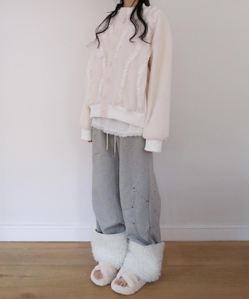 NOFFICIALNOFFICE Studded Ugg String Pants Melange Gray