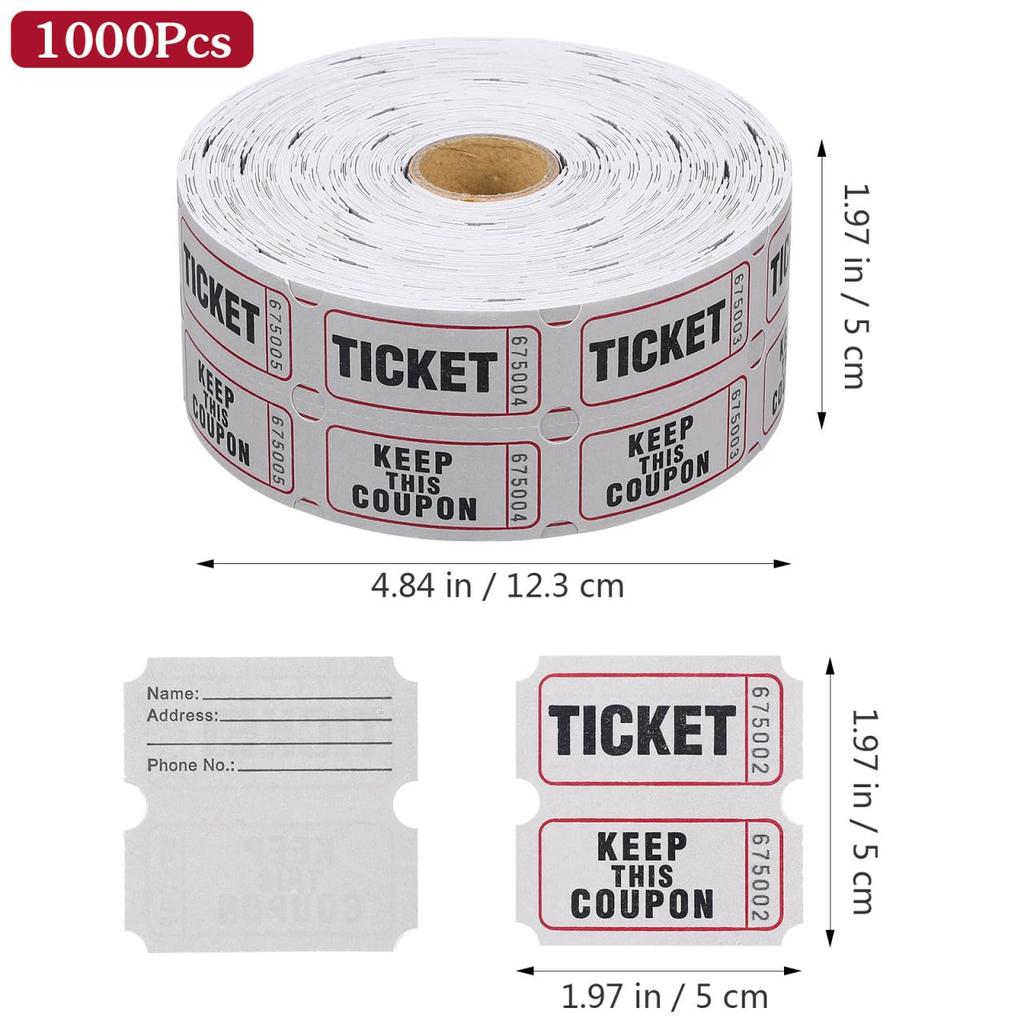 NOLITOY Event Raffle Coupon Lottery Game Sequential Roll of For Gray Tickets, Tickets, Tickets, Tickets, Tickets, Numbers, 1000, Perforated, Parties,