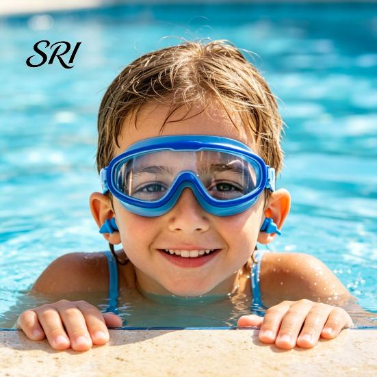 Silicone Frame Goggles Children Swim with Earplugs Waterproof No Leakage Anti-Fog UV Pressure-free Protection Boys Girls Wide View Diving Snorkeling