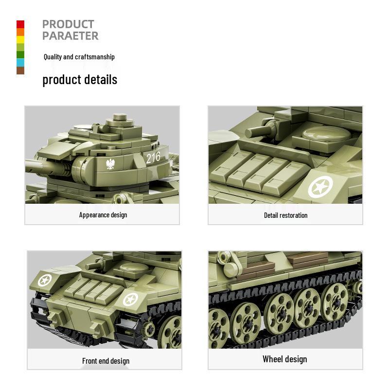 Children's Small Particle Building Blocks - T-34-85 Military Tank Toy (Ages 6-12)