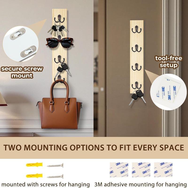 Wooden Vertical Key Rack with Hooks Wooden Key Storage Rack Space-saving Key Rack