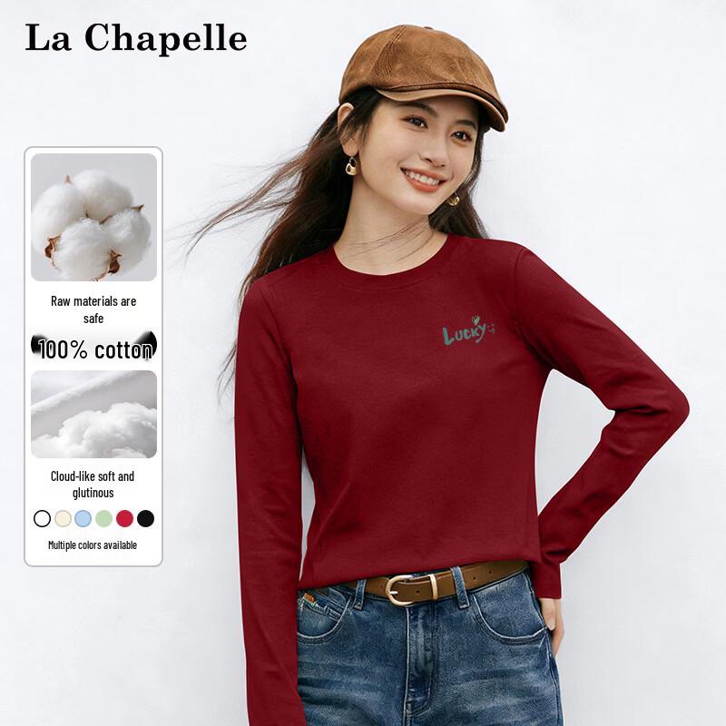 La Chapelle Women s Cotton Lucky Heart Print Long Sleeve T-Shirt S