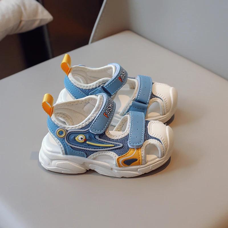 Unisex Children Beach Shoes for Toddlers Boys Girls 2025 Summer Kids Sandals Anti-kick Toe-covered Cut-outs Breathable Cute Soft
