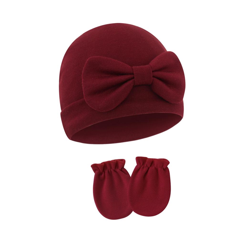 2025 Baby Bonnet Newborns Fetal Cap Fashionable Brimless Hat Trendy Headgear with Anti-grab Mittens Soft Gloves