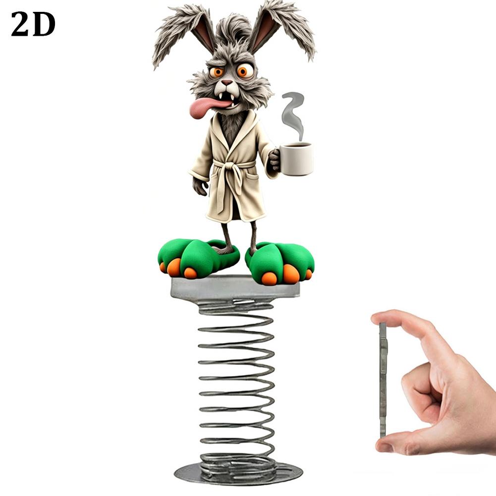 2D Acrylic Shaking Rabbit Ornament Funny Dashboard Decor Cartoon Rabbit Decor Ornaments For Car Bicycle Desk Home