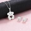 Cute Panda Pendant Necklace & Earrings Set - Teddy Heart Bear Clavicle Chain
