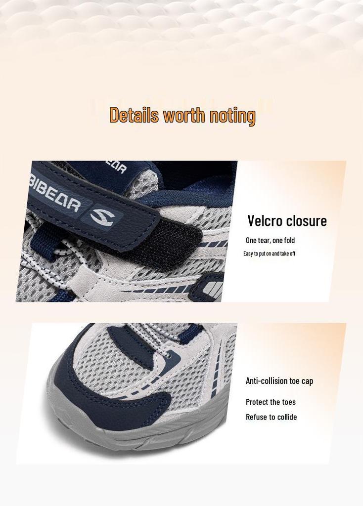 Happy Bear Kids' Breathable Mesh Sports Shoes - Lightweight, Non-Slip, Velcro Water Shoes for Boys & Girls