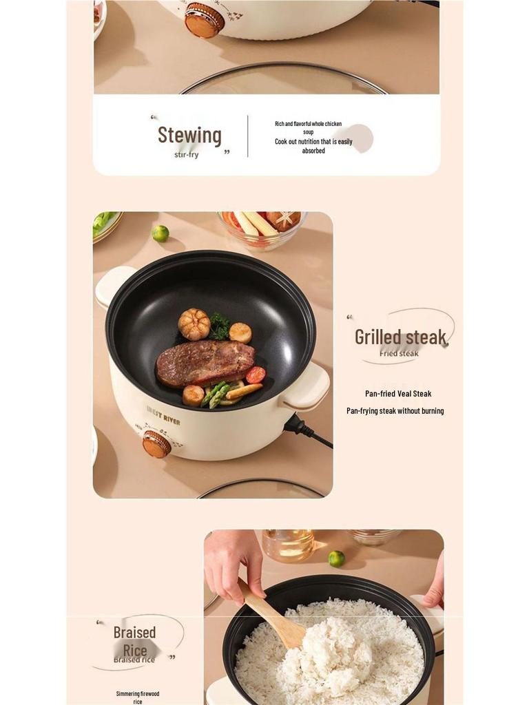Multifunctional Electric Cooking Pot: Non-stick Frying, Stir-frying, Steaming, Boiling & Rice Cooking All-in-One