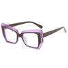 New Women Cat Eye Flat Mirror Polygonal Fashionable and Trendy Colored Glasses Anti Blue Light Decorative Eyeglass Frame