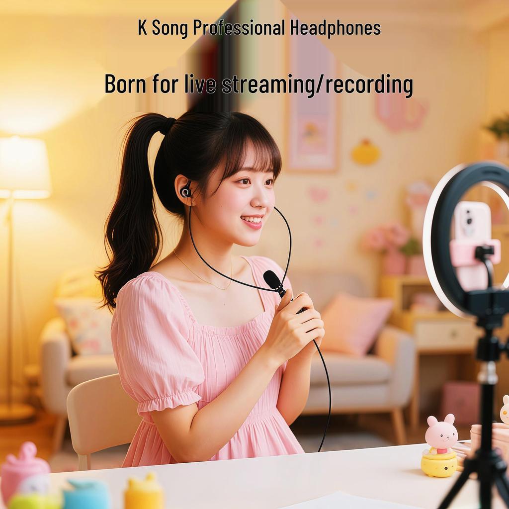 All-in-One Live Karaoke Sound Card with Wired Microphone & In-Ear Headphones