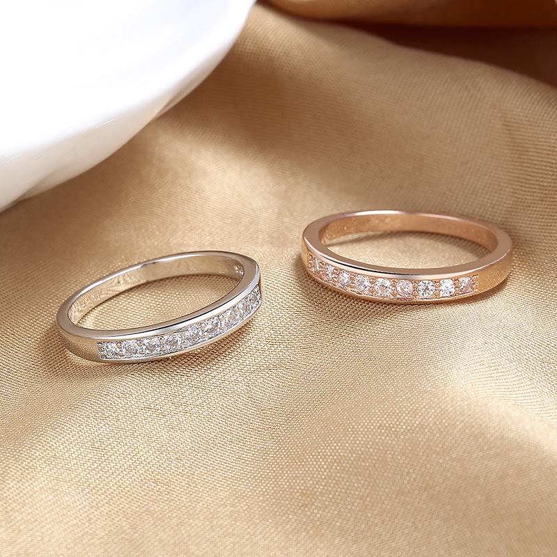 Minimalist Cross-Mirror Women's Ring: Single Row Diamond, Eco-Friendly Copper, Fashion Jewelry