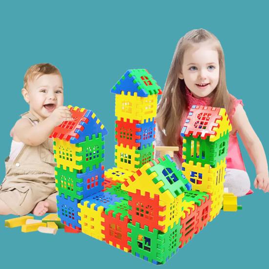 140/160/260Pcs Kids Waffle Building Blocks Toy Toddlers Boys Girls Interlocking Blocks Construction Learning STEM Educational Toy Set