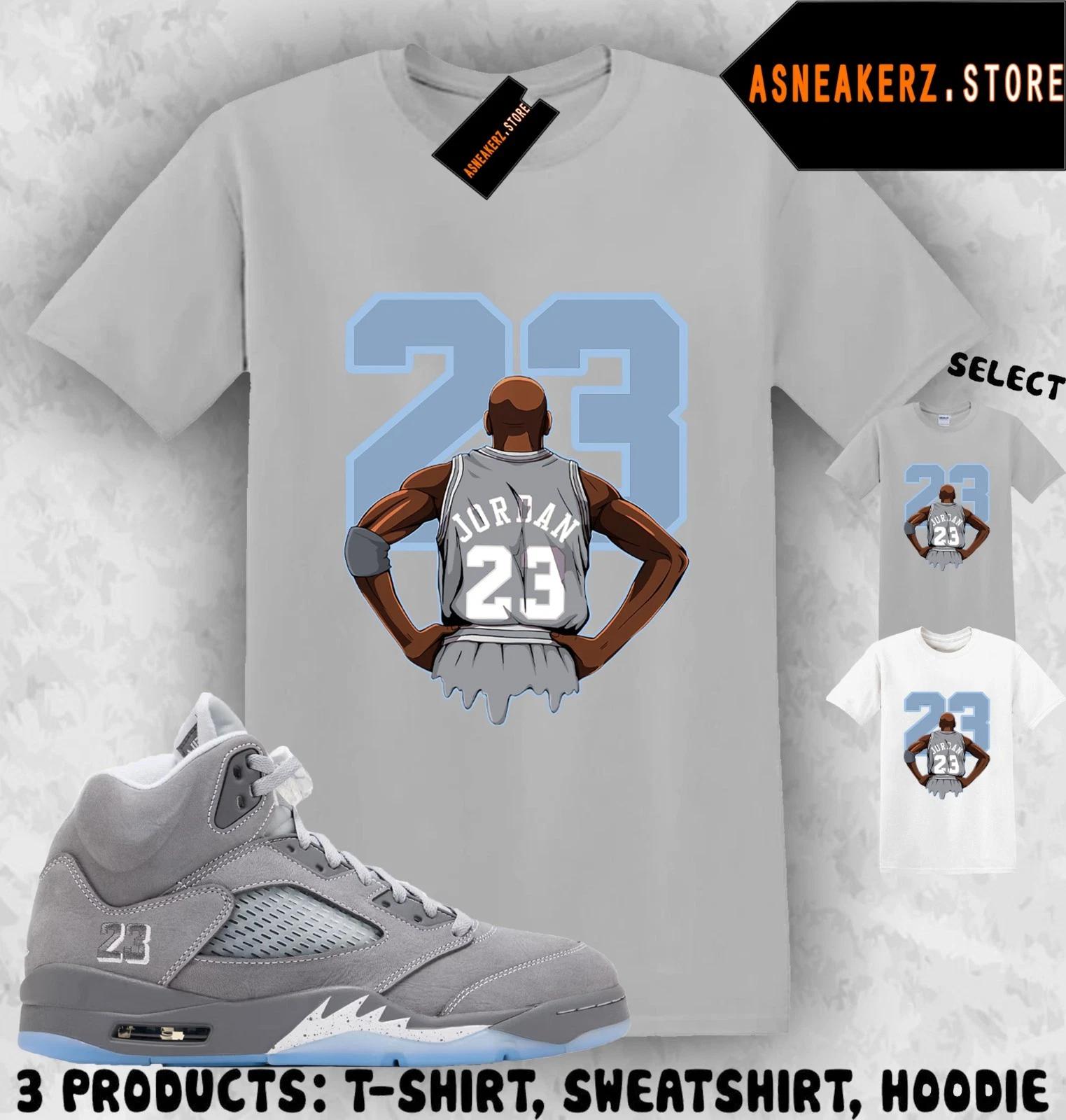 

Shirt To Match AJ 5 Wolf Grey 2026 Sneaker Matching Tee MJ Back 23 T-Shirt S