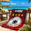 Serviette de plage personnalisée avec nom et écusson de football allemand, serviette de plage en microfibre, légère pour les voyages d'été, la piscine, cadeau d'anniversaire pour fan