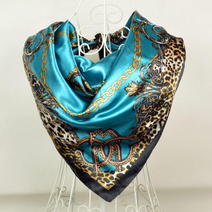 [BYSIFA] China Silk Scarf Shawl For Women  Winter Peony Chain Design Large Square Scarves Wraps Spring Autumn Head Scarves