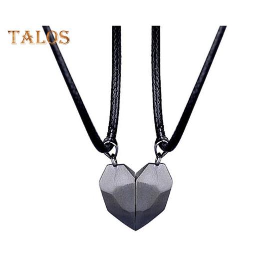 

1 пара парных ожерелий, комплект из гальванического сплава, магнитная подвеска в форме сердца, романтическая любовь, муж и жена, парные ожерелья, подарок на День святого Валентина чёрный