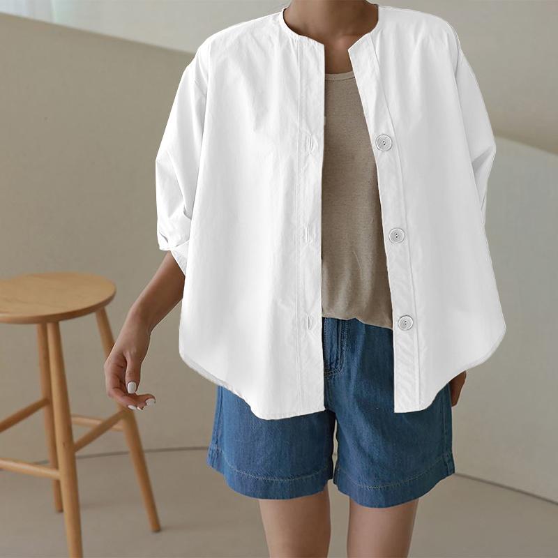 

ZANZEA Women Summer Round Neck Loose Half Sleeve Blouse 5XL белый