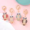 Keychain Pendant 3D Cartoon Owl Design Sparkling Rhinestones Inlaid Enamel Wings Key Chain with Lobster Clasp Key Ring Bags Accessories