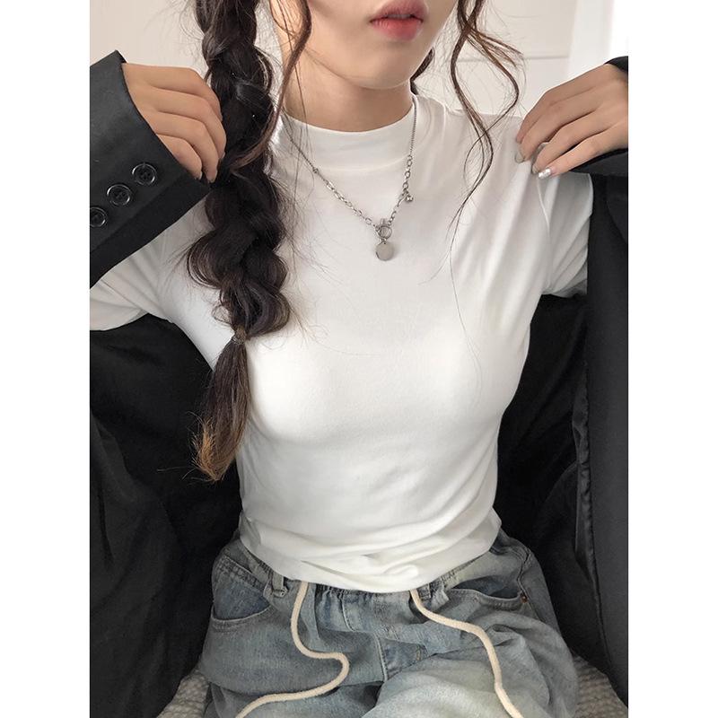 

Women s White Slim-Fit Thermal Fleece Turtleneck Top - Long Sleeve 2025 Autumn/Winter Layering Essential. S (Weight 80-95 kg) белый
