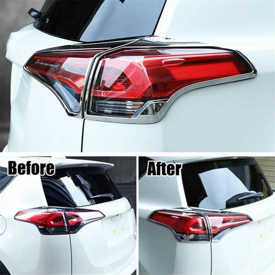 ABS Chrome Rear Tail Light Tail Lamp Cover Trim 4pcs For Toyota RAV4 2016-2018