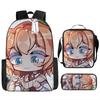 Luxury Novelty Peculiar Cool Anime Cartoon 3D Print 3pcs/Set pupil School Bags Laptop Daypack Backpack Lunch bag Pencil Case