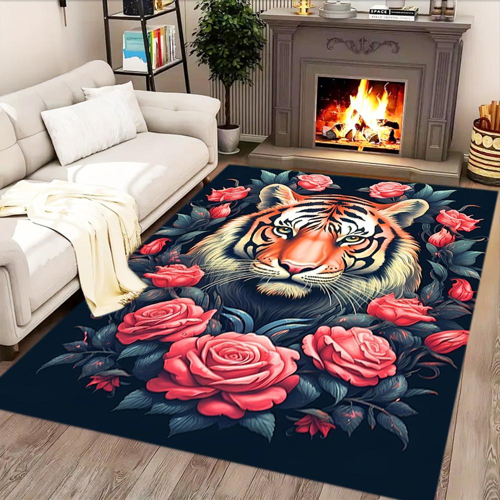 White Tiger Family for Living Room Rug, BedRoom Rug, Study Room Rug, Hallway Decoration, Perfect for Home Decoration or Holiday Gifts