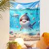Cute Shark Underwater Adventure Patterned Tapestry Decorative Wall Hanging, Home Bedroom Living Room Decor