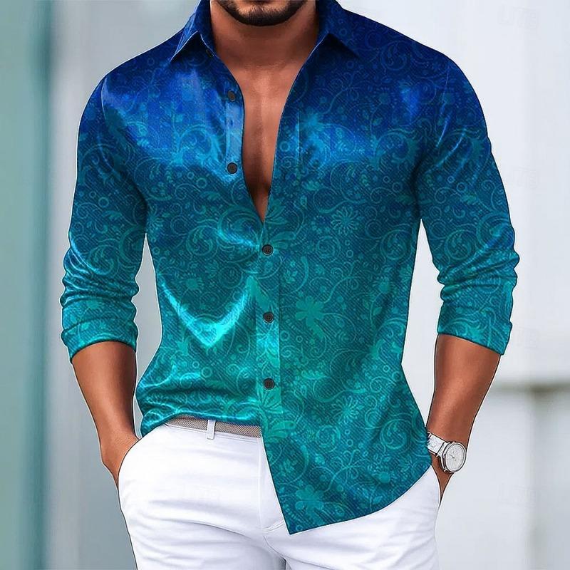 Men's Paisley Floral Print Ethnic Shirt Fashion 3D Printed Shirt Button Up Shirt Casual Long Sleeve Shirt Street Blouse for Mens