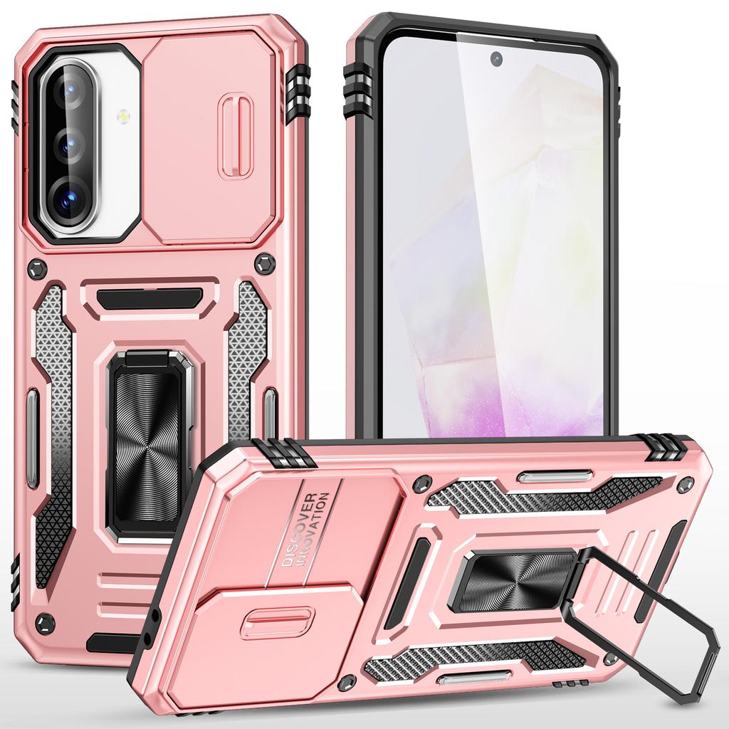 For Samsung Galaxy A36 5G/A56 5G Case Kickstand Slide Lens Lid PC+TPU Drop-Proof Phone Cover